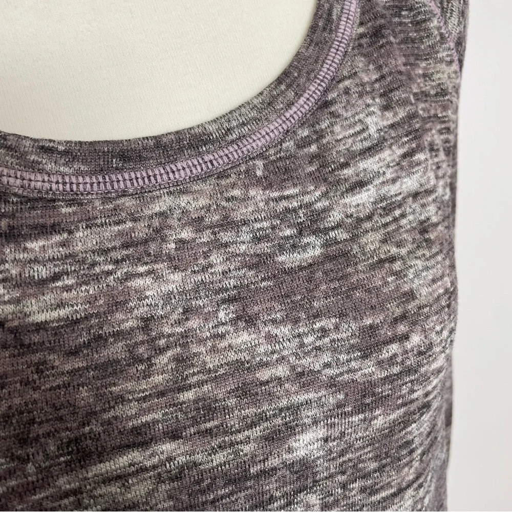 Athleta Sweater Top Thumbholes High Low Hem Lightweight Space Dyed Purple Grey